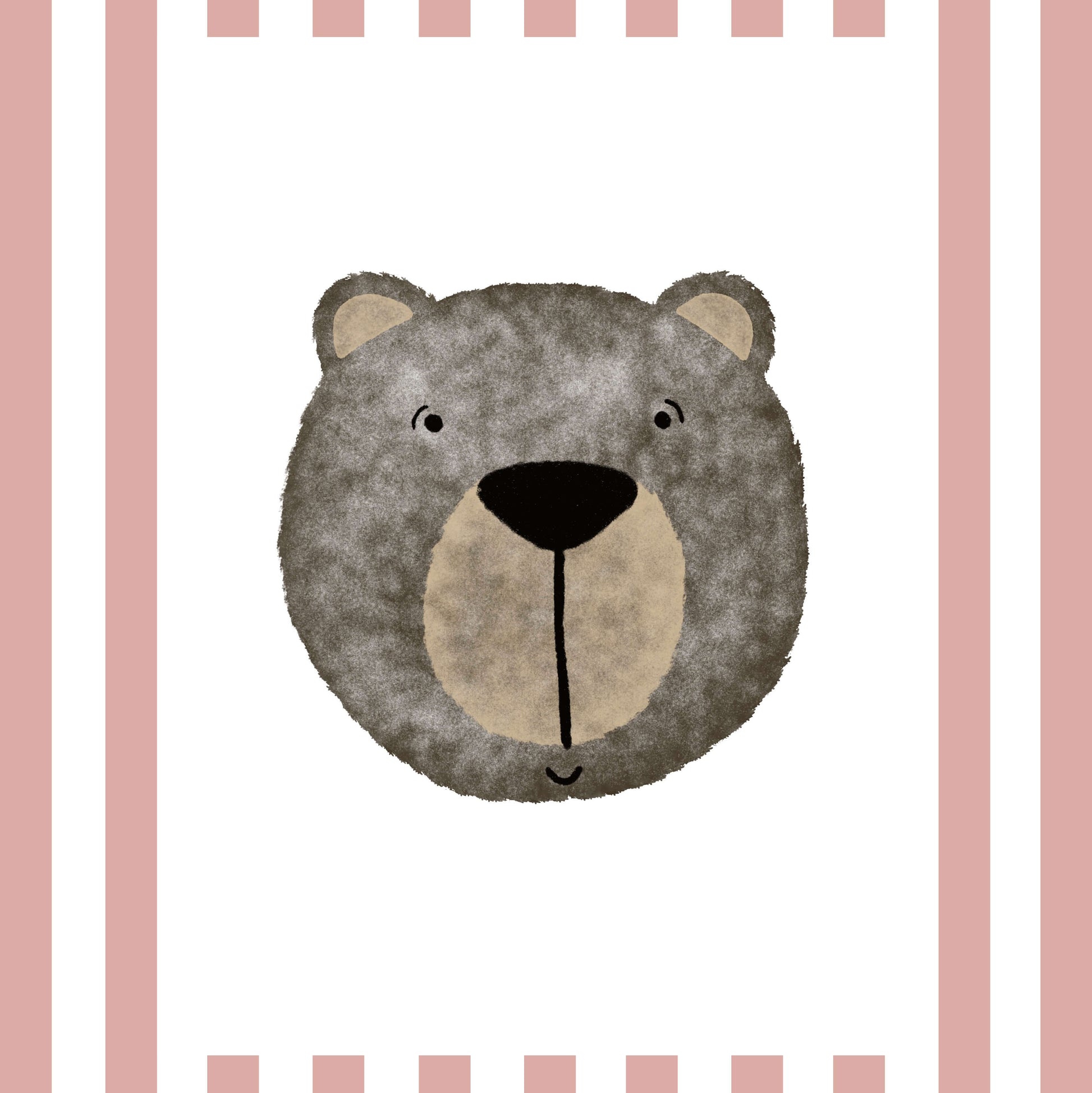 The Little Jones Bear Print - Pale Red Stripes