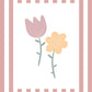 The Little Jones Flowers Print - Pale Red Stripes