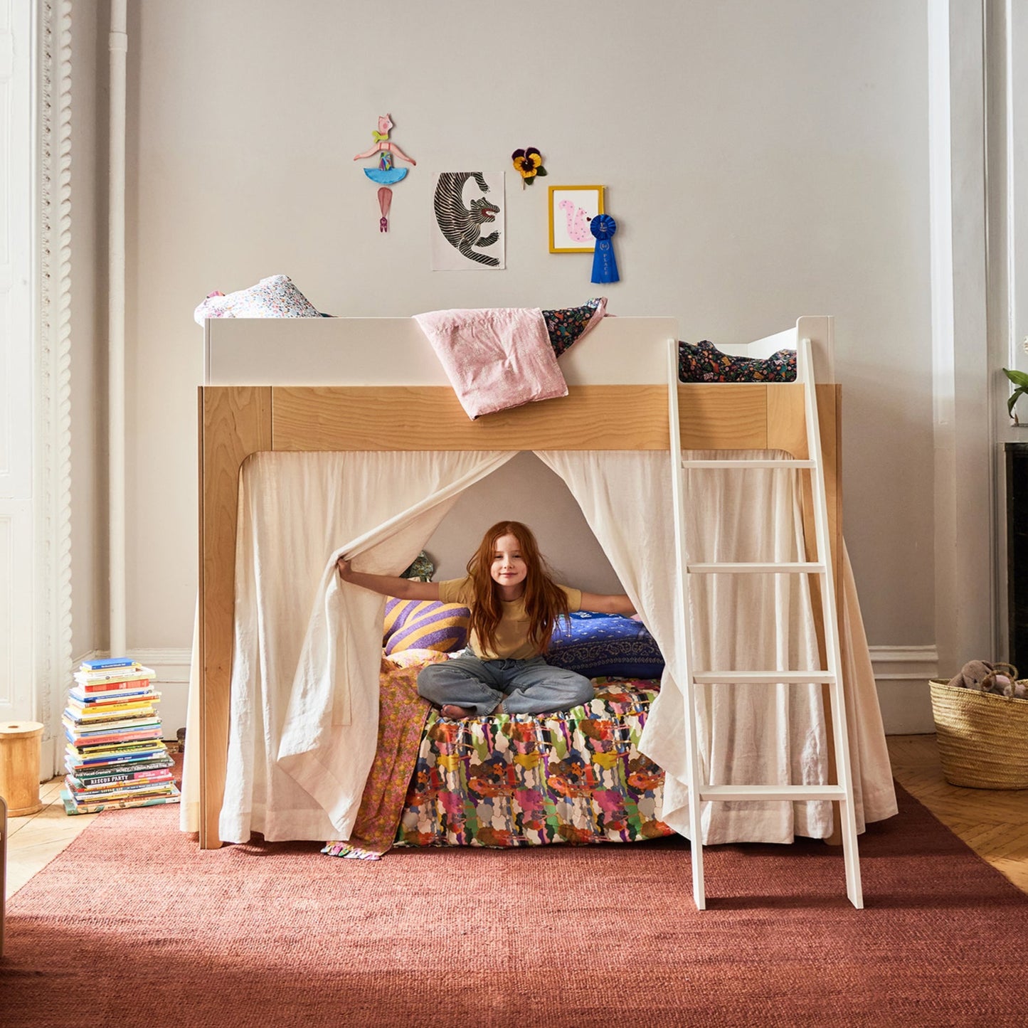 Oeuf NYC Perch Bunk Bed - White & Birch