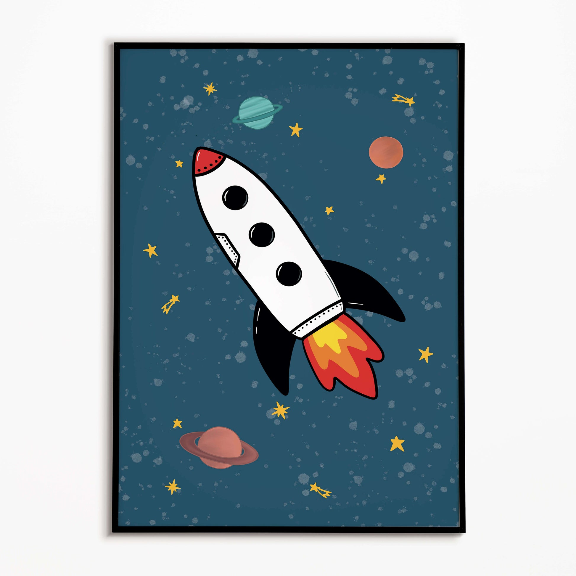 The Little Jones Space Rocket Print - Blue