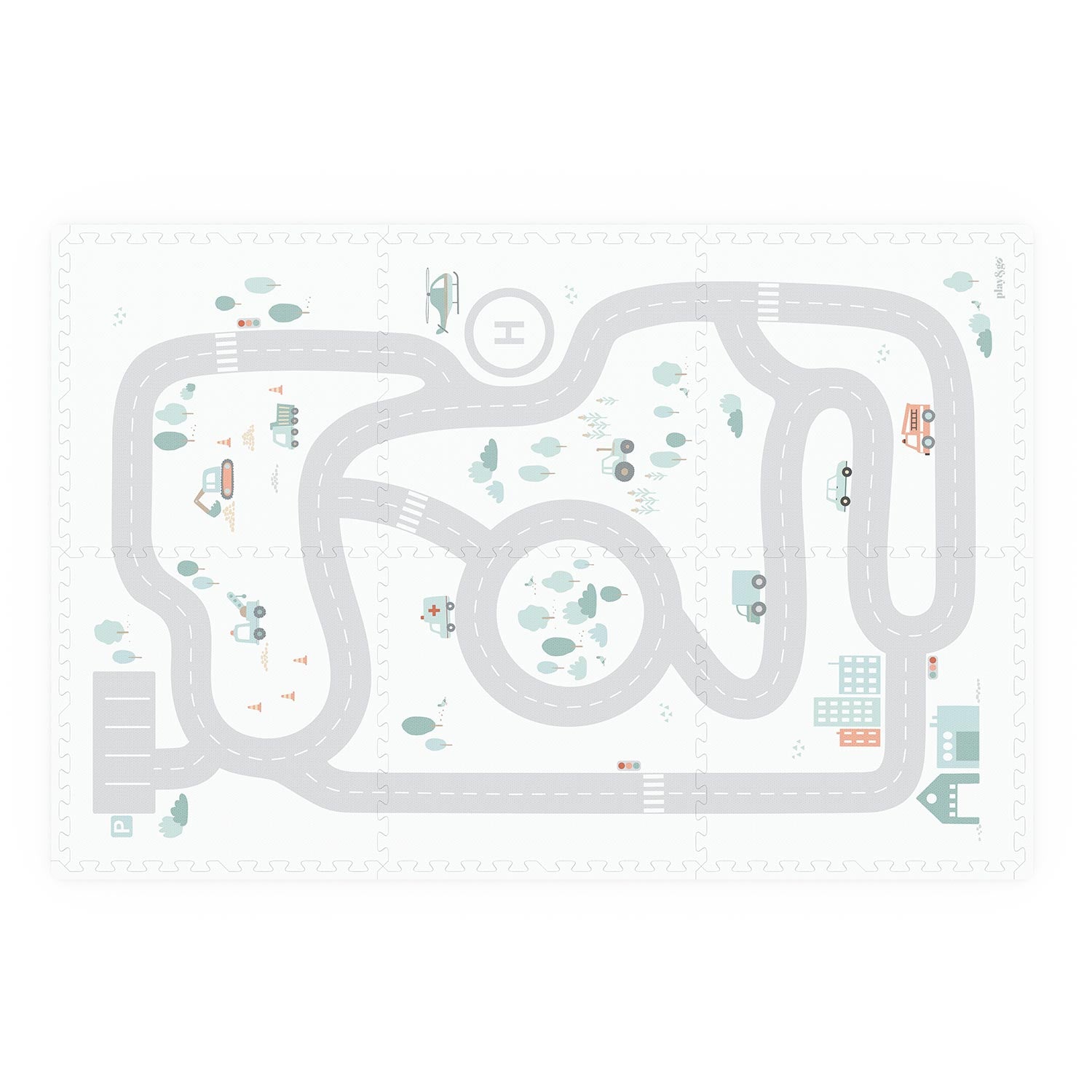 Play & Go Tiloo Foam Puzzle Tile Playmat - Roadmap