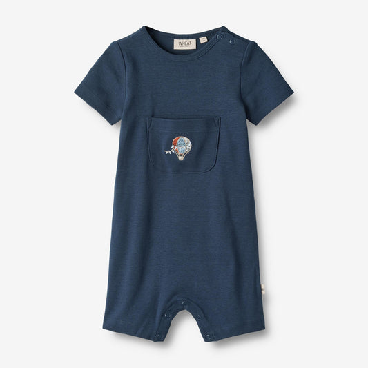 Wheat 'Asmus' S/S Baby Playsuit - Blue Waves