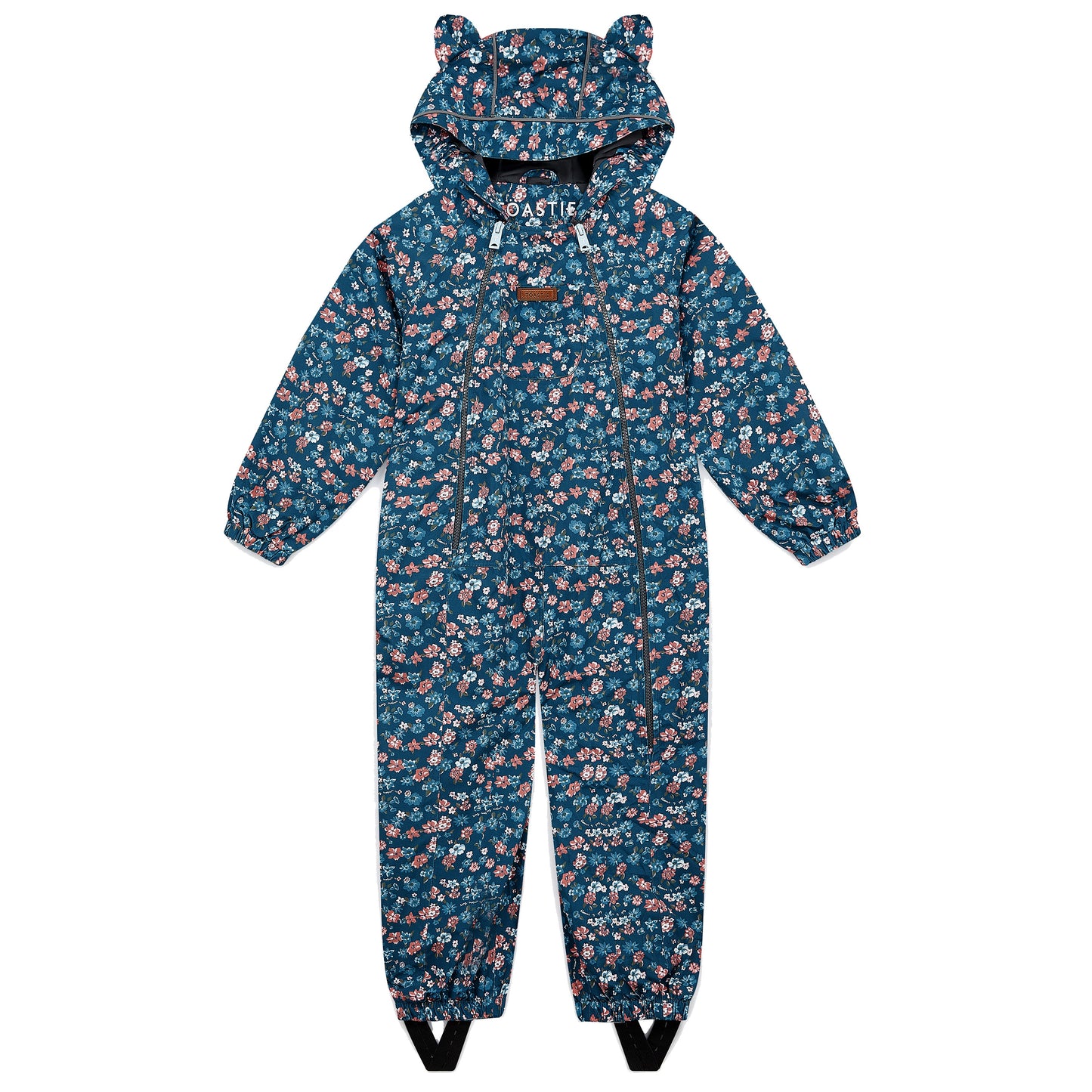 Toastie Kids Waterproof Packable Puddlesuit - Floral Blue/Rose Garden