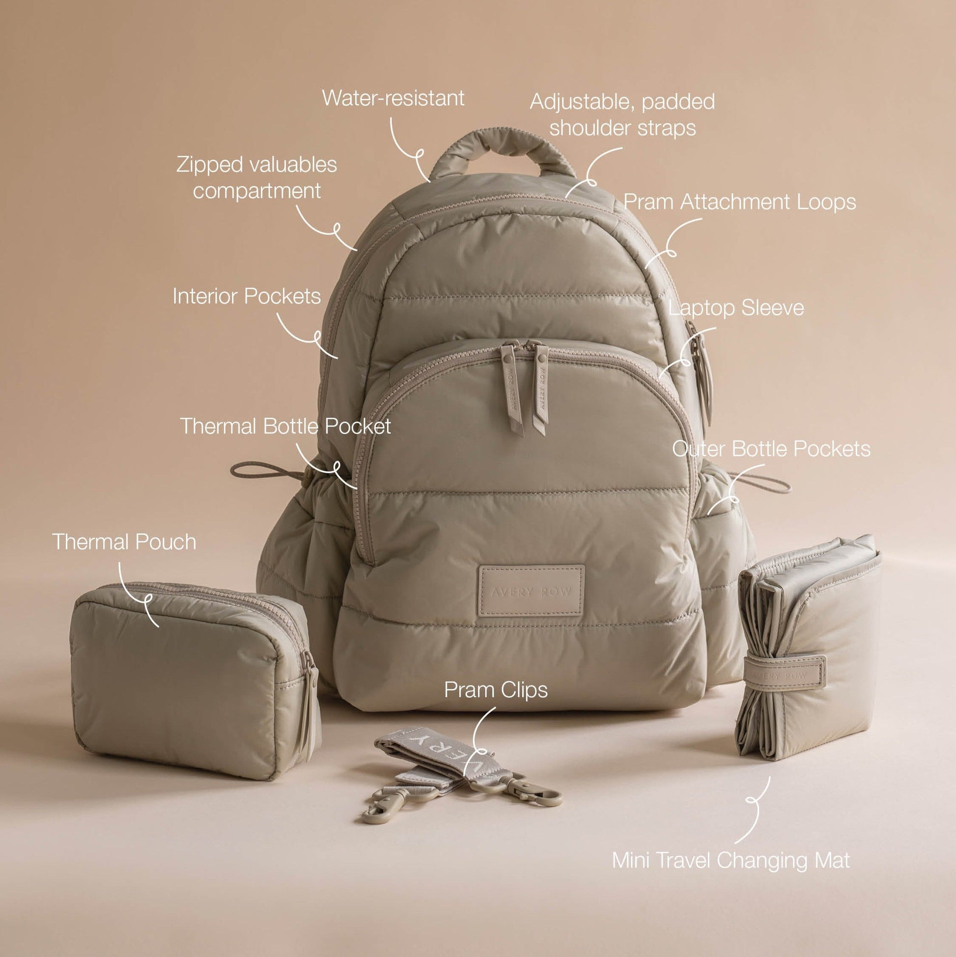 Avery Row Baby Changing Backpack - Oyster