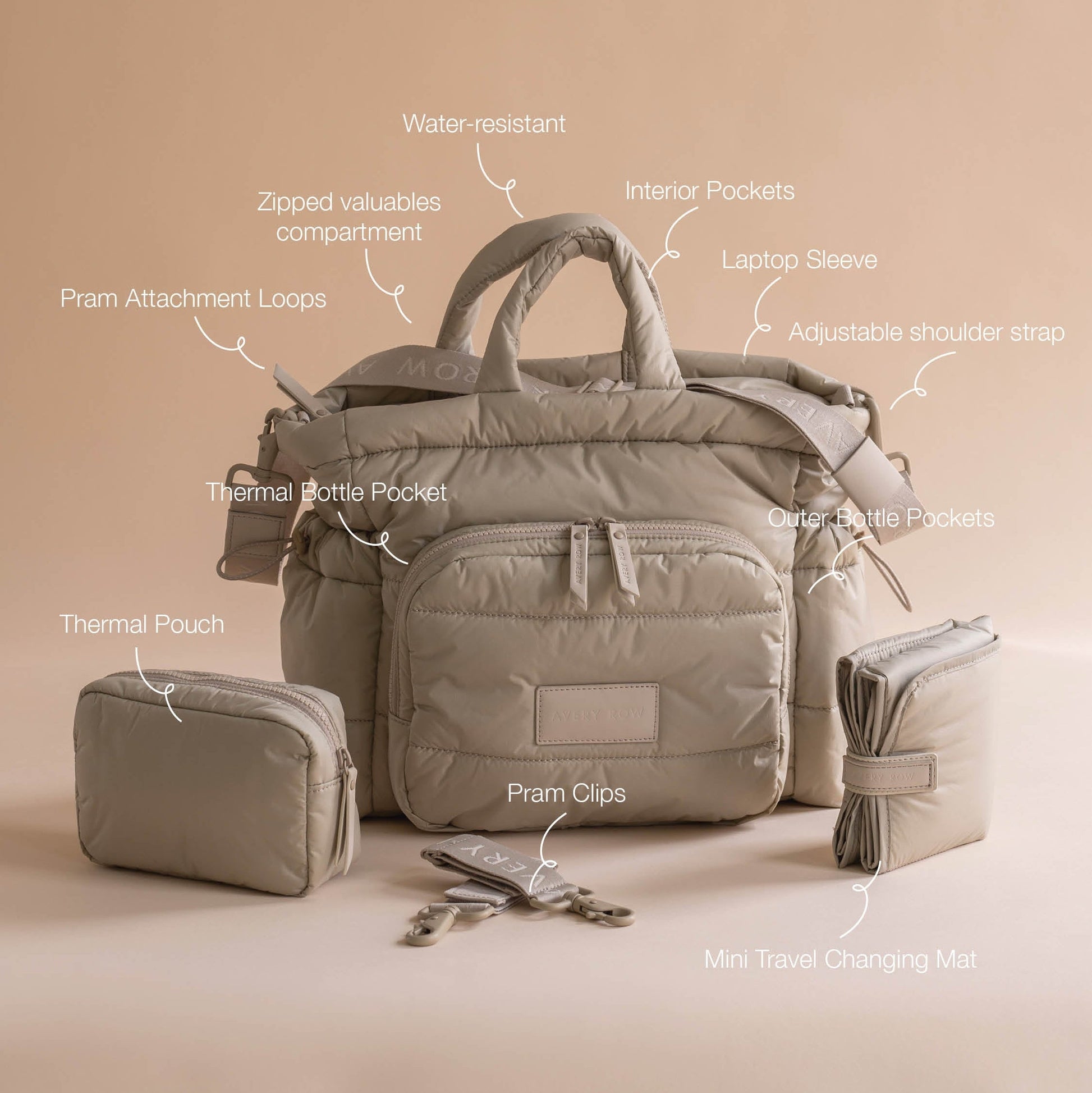 Avery Row Baby Changing Tote Bag - Oyster