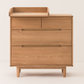 Wooden dresser with two drawers on a white background