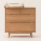 Wooden dresser with two drawers on a white background