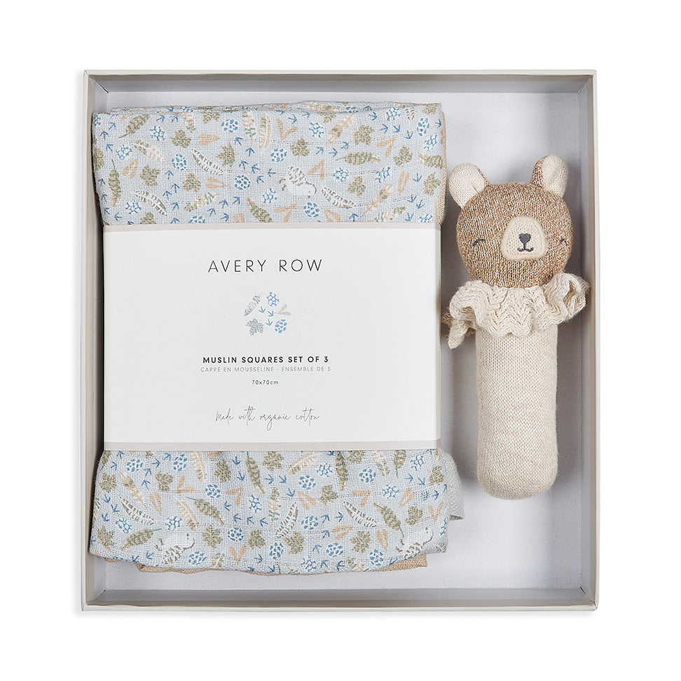 Avery Row Rattle & Care New Baby Gift Set - Nature Trail