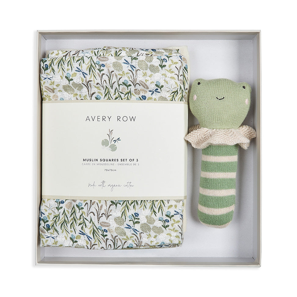 Avery Row Rattle & Care New Baby Gift Set - Riverbank