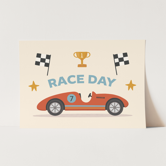 Kid of the Village Race Day Art Print - Red