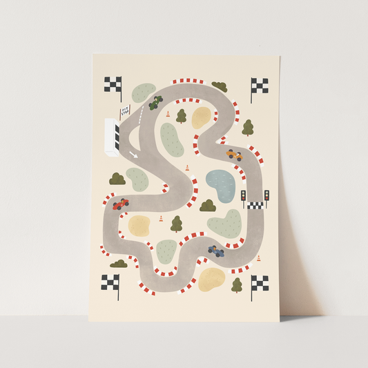 Kid of the Village Race Track Art Print - Light Cream