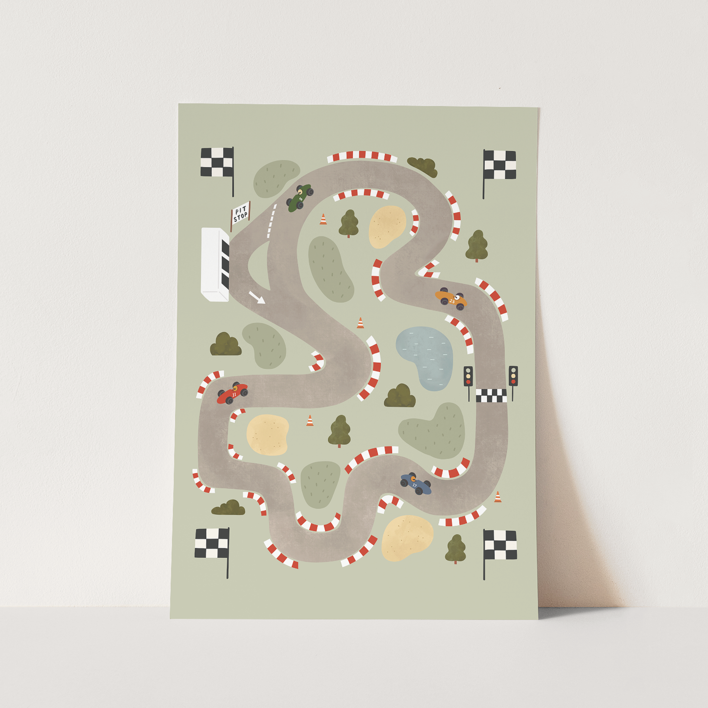 Kid of the Village Race Track Art Print - Sage