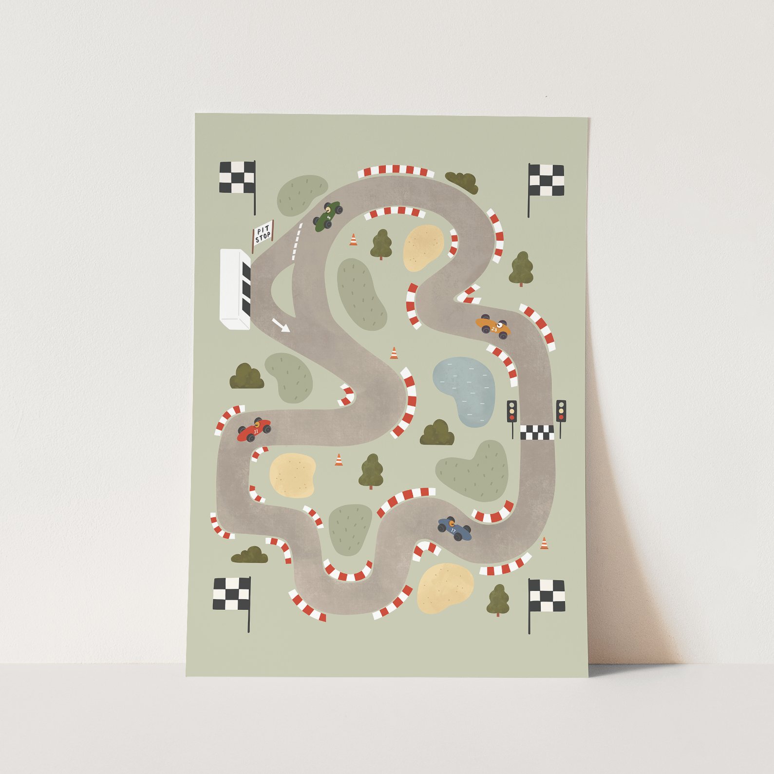 Kid of the Village Race Track Art Print - Sage