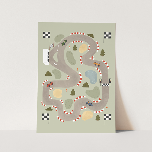 Kid of the Village Race Track Art Print - Sage