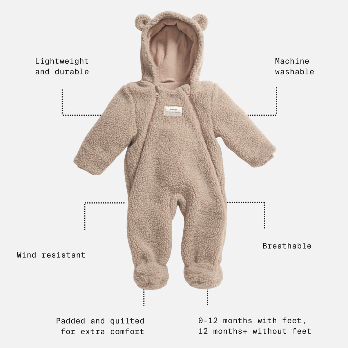 Finnsøn ALF Eco Pramsuit - Beige (With Feet)