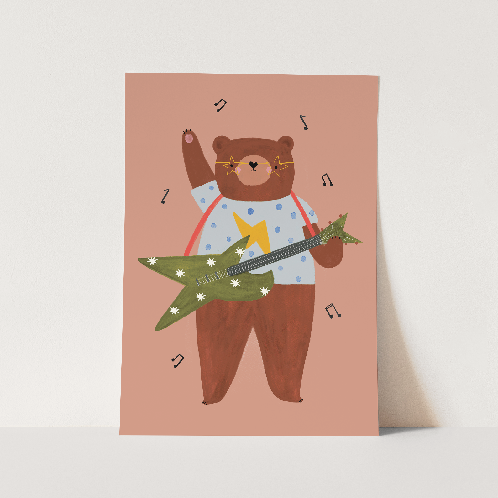 Kid of the Village Rock 'n' Roll Bear Art Print