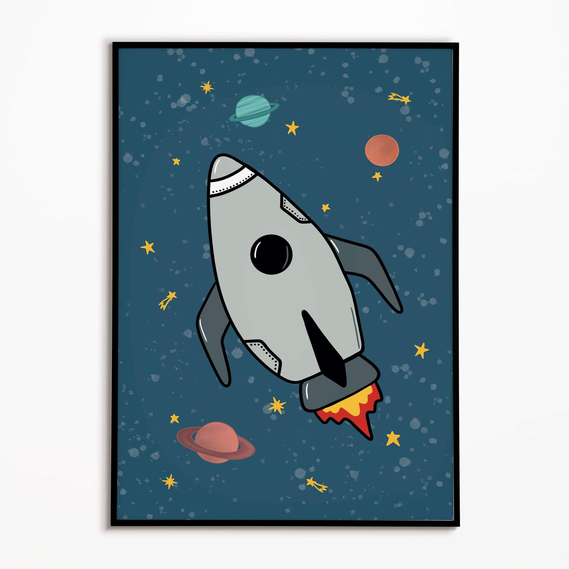 The Little Jones Space Rocket Print - Blue