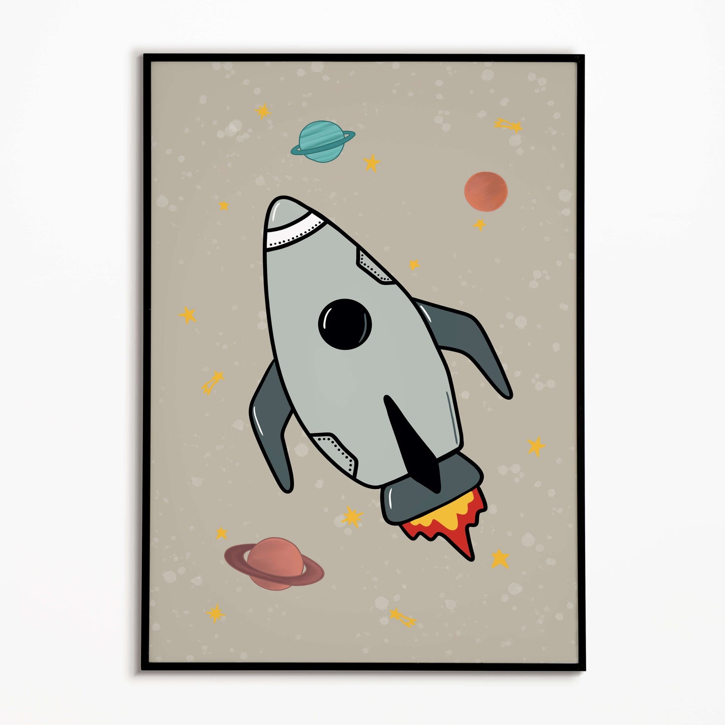 The Little Jones Space Rocket Print - Natural