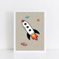 The Little Jones Space Rocket Print - Natural