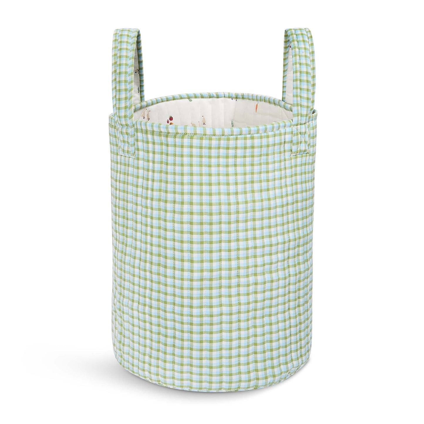 Avery Row Large Quilted Storage Basket - Greenhouse Gingham/Little Farm