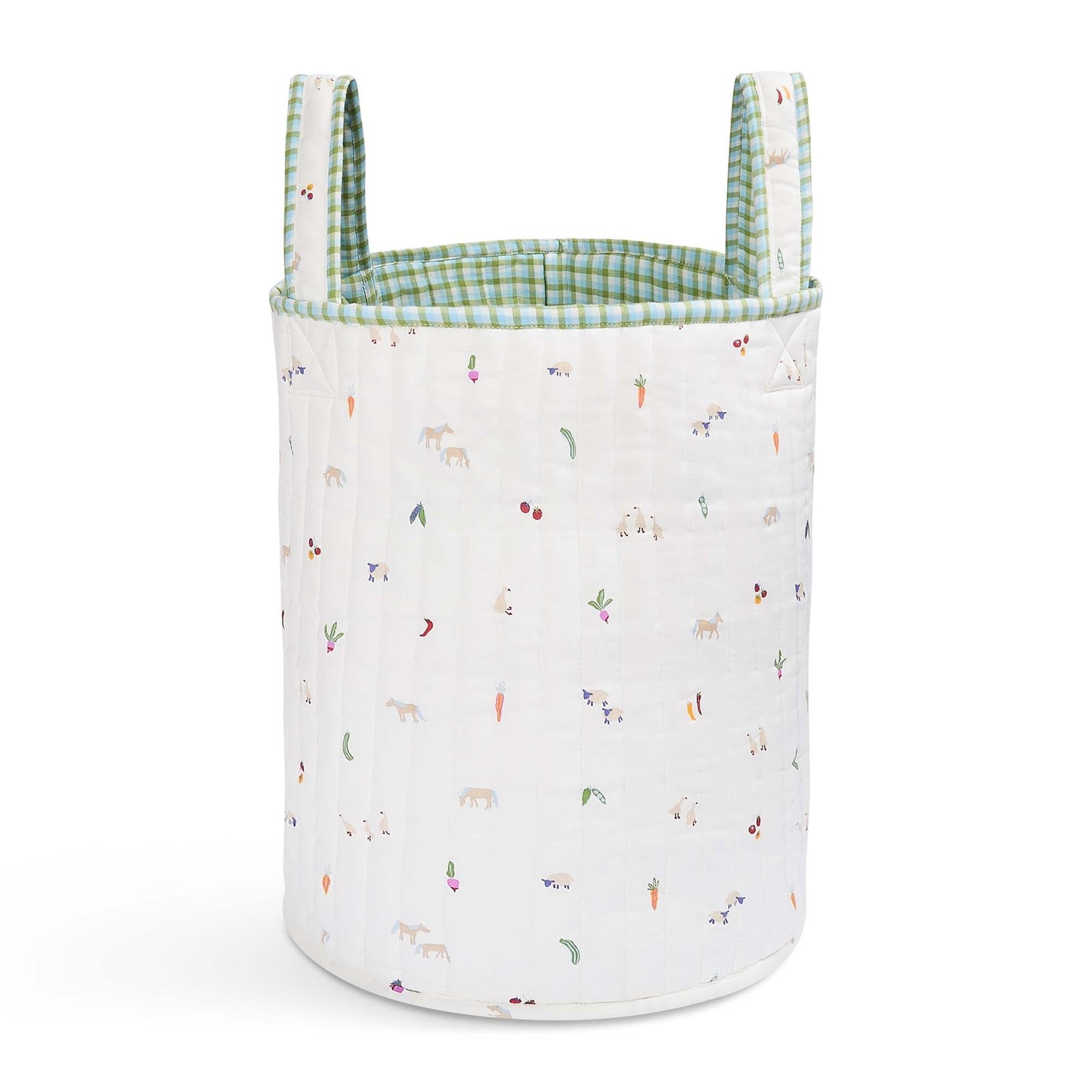 Avery Row Large Quilted Storage Basket - Greenhouse Gingham/Little Farm