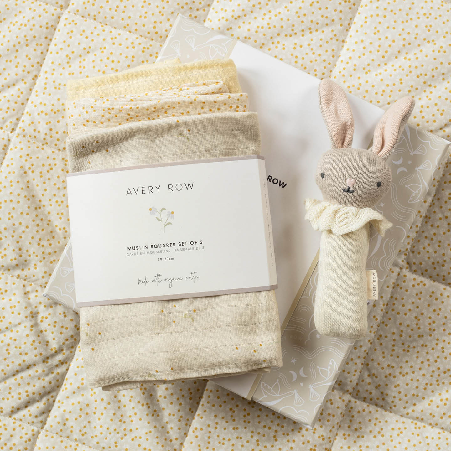 Avery Row Rattle & Care New Baby Gift Set - Chamomile