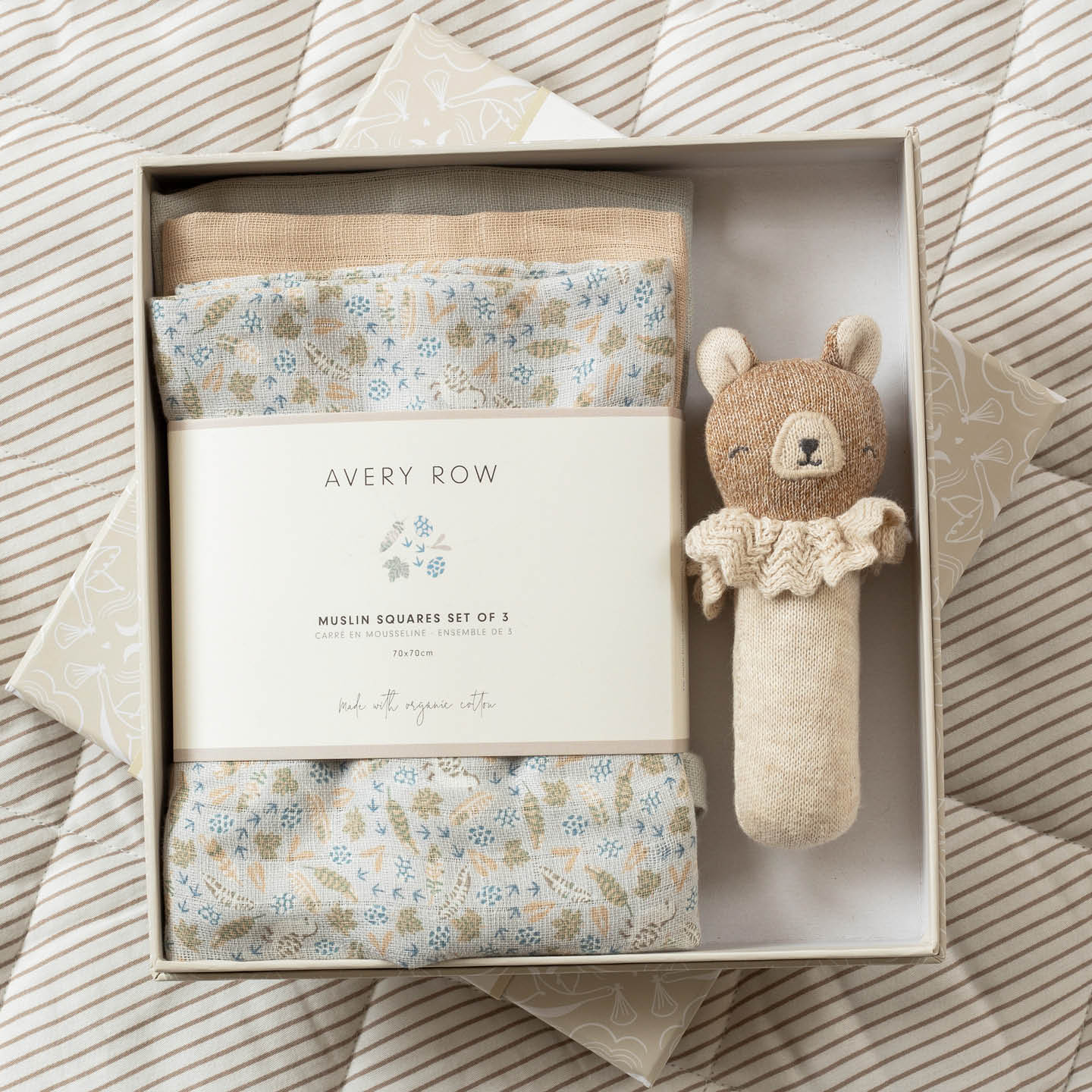 Avery Row Rattle & Care New Baby Gift Set - Nature Trail