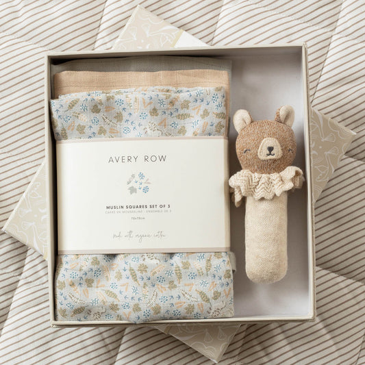 Avery Row Rattle & Care New Baby Gift Set - Nature Trail