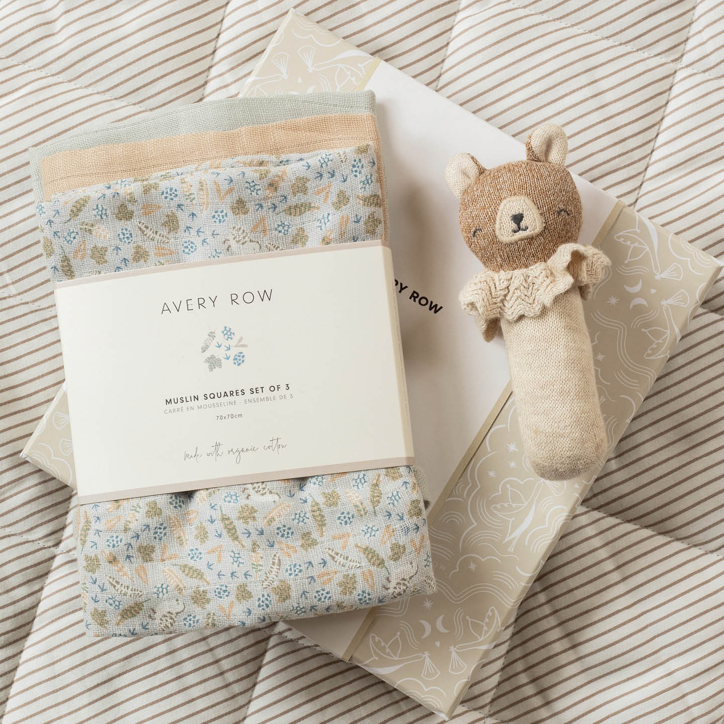 Avery Row Rattle & Care New Baby Gift Set - Nature Trail