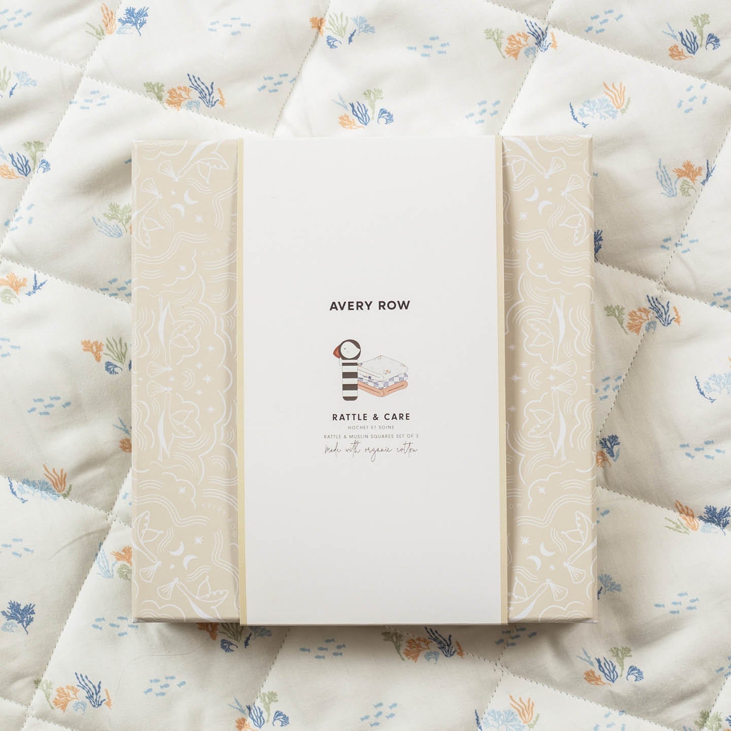 Avery Row Rattle & Care New Baby Gift Set - Coastline