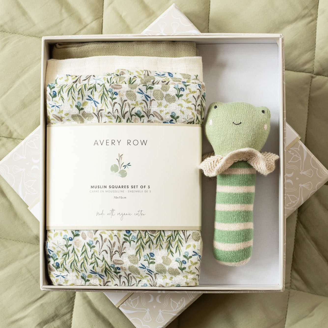 Avery Row Rattle & Care New Baby Gift Set - Riverbank