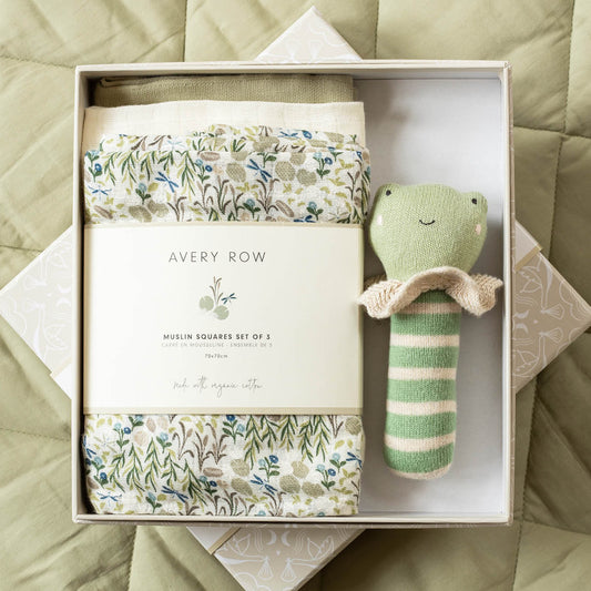 Avery Row Rattle & Care New Baby Gift Set - Riverbank