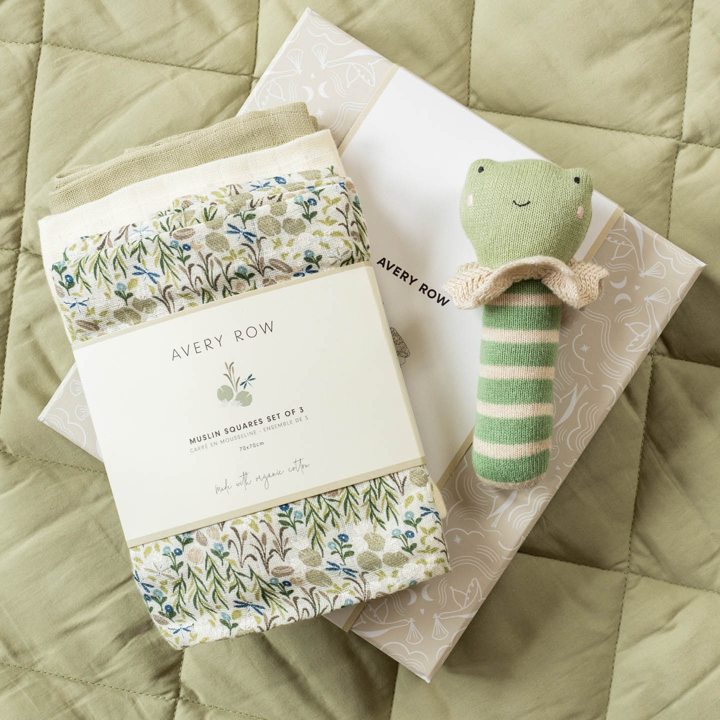 Avery Row Rattle & Care New Baby Gift Set - Riverbank
