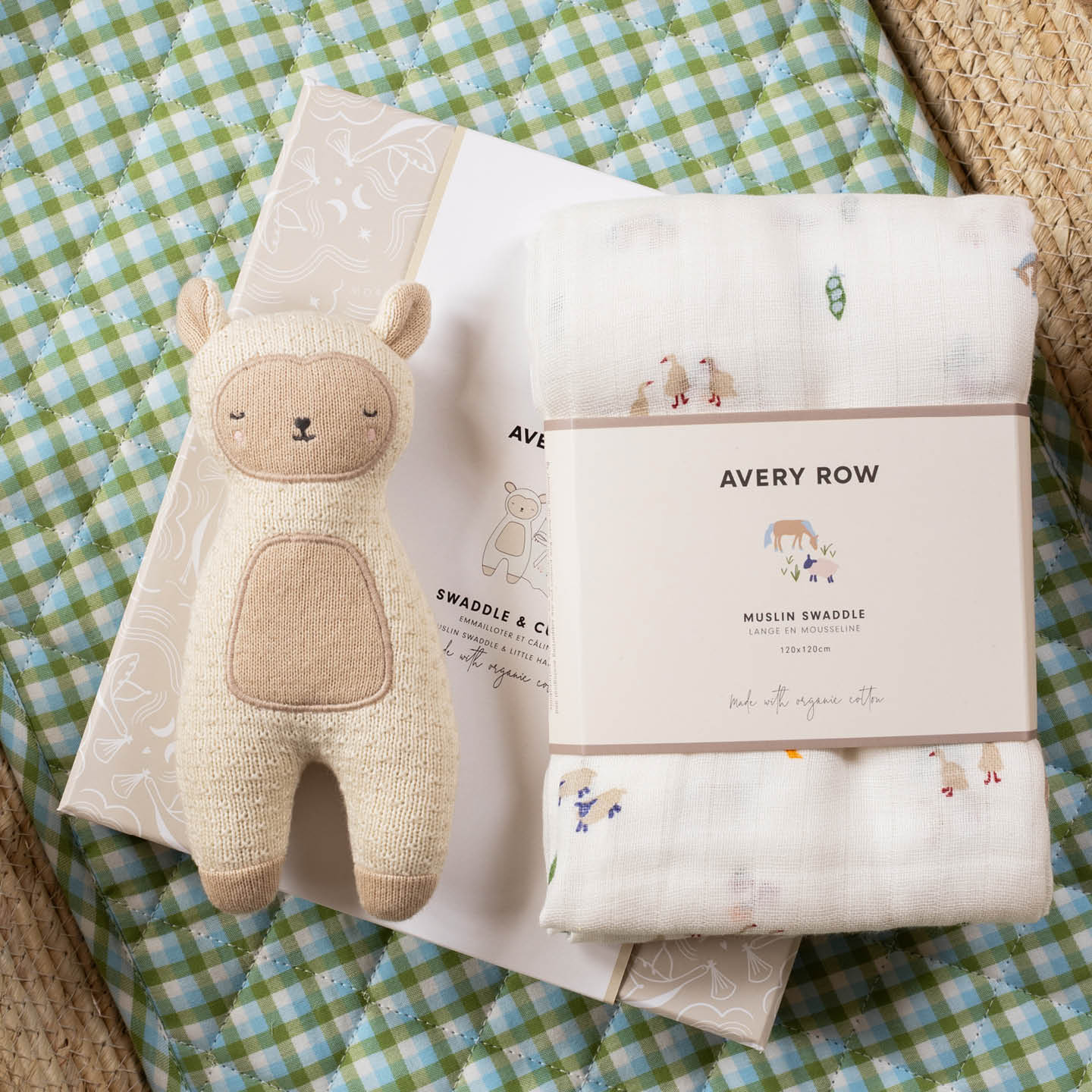 Avery Row Swaddle & Cuddle New Baby Gift Set  - Little Farm