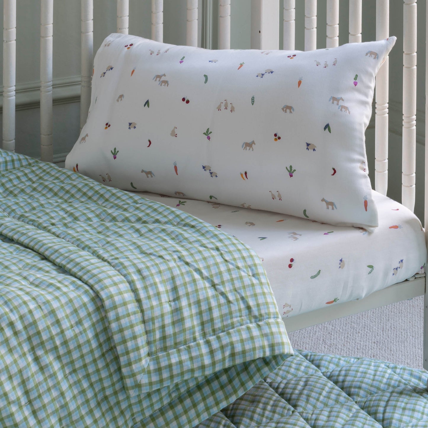 Avery Row Quilted Cotbed Bedspread  - Greenhouse Gingham