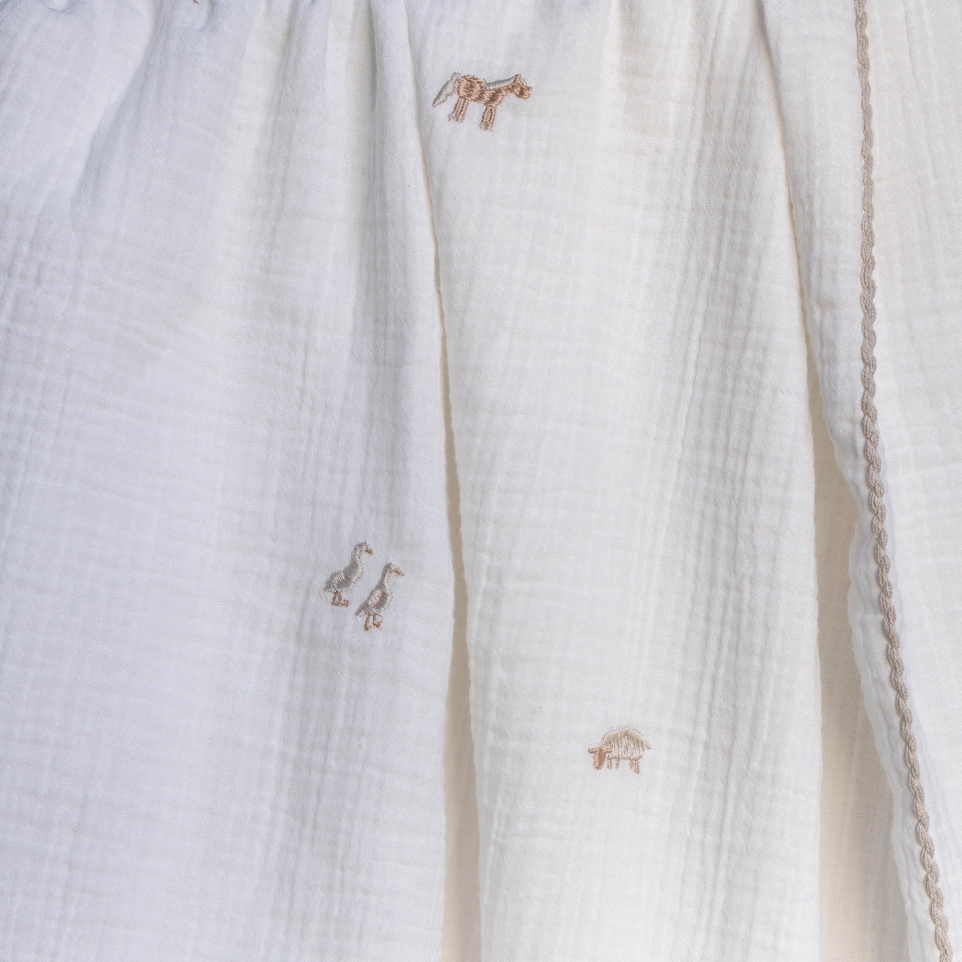 Avery Row Embroidered Muslin Blanket - Little Farm