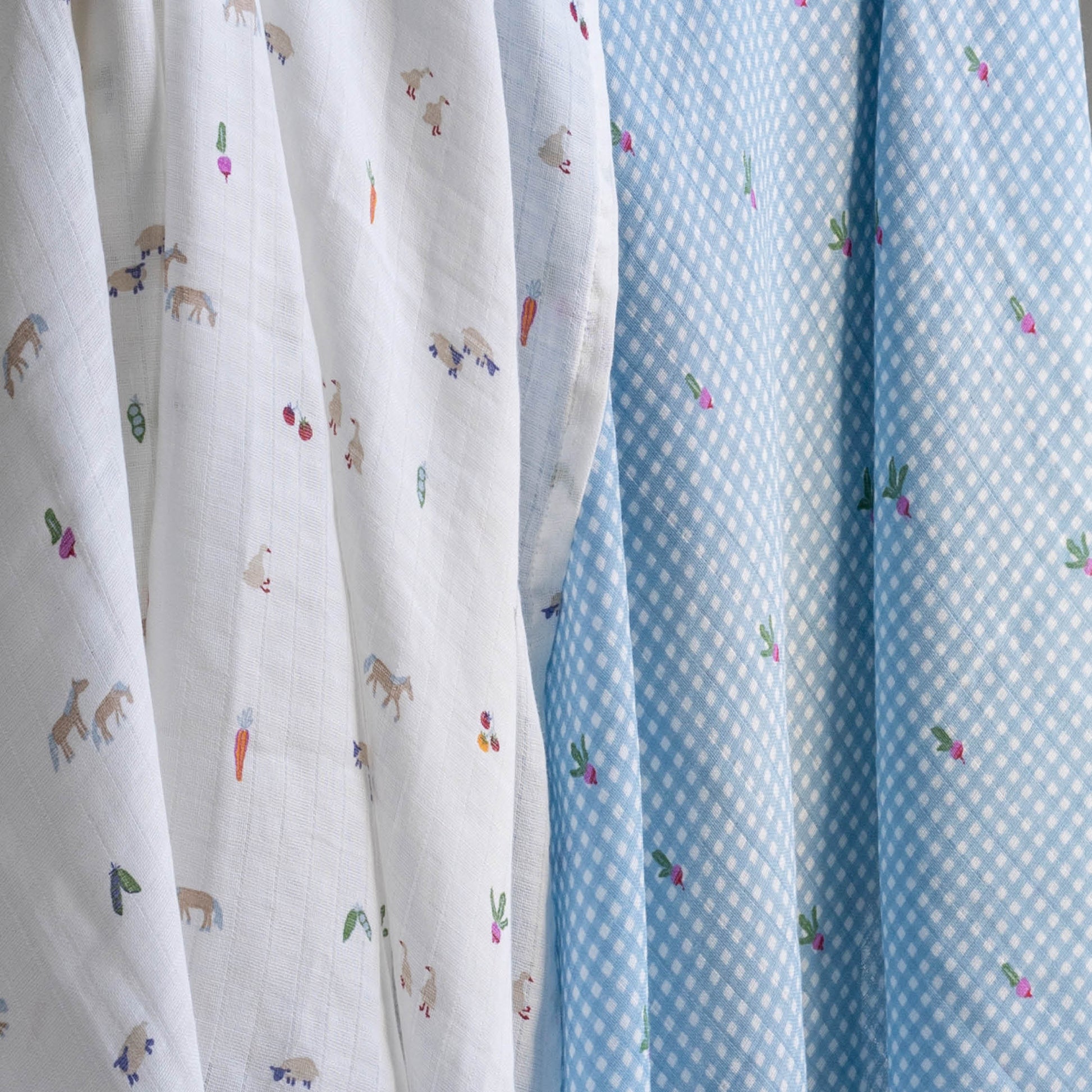 Avery Row Organic Baby Muslin Swaddles - 2 Pk - Little Farm/Radish