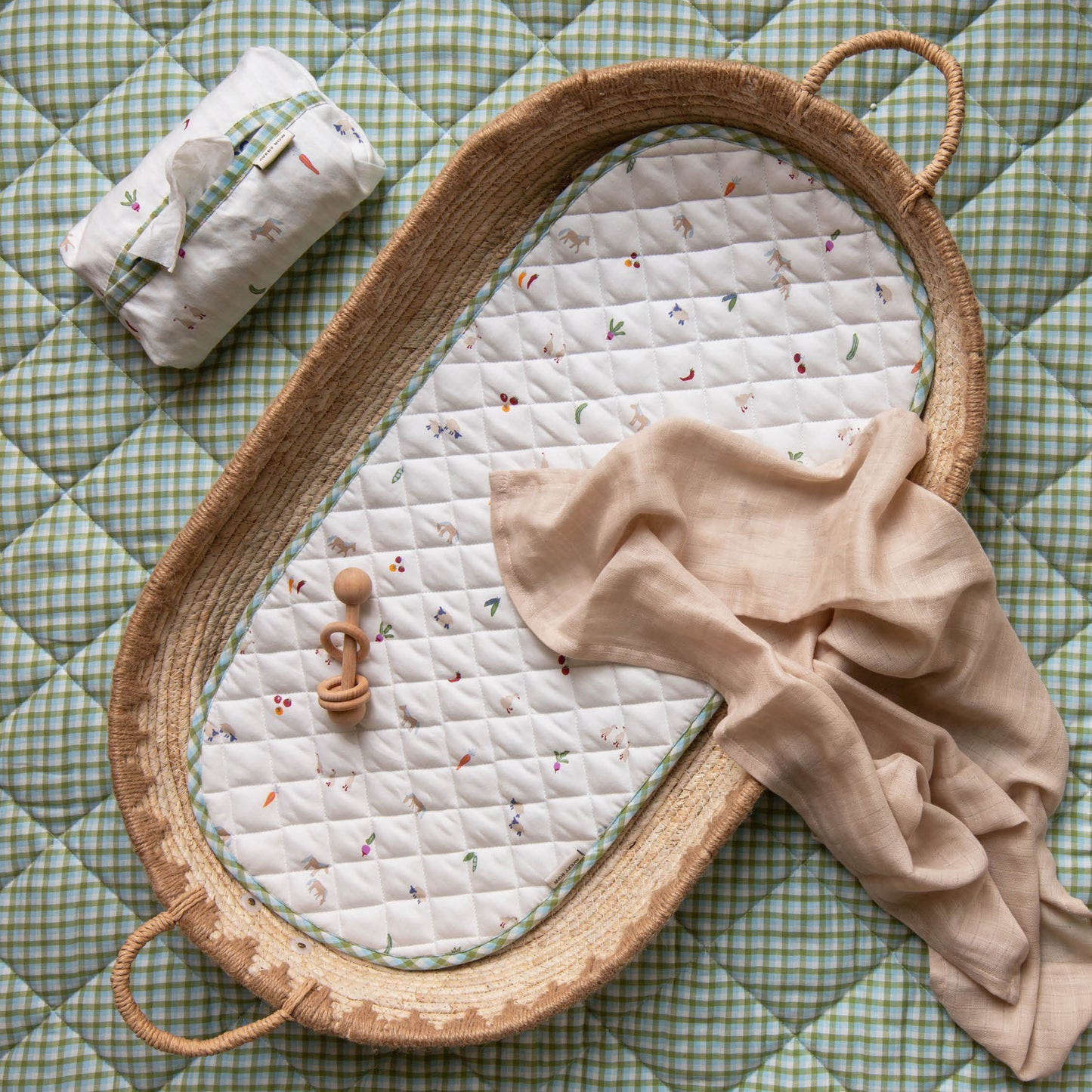 Avery Row Changing Basket Cotton Liner - Little Farm