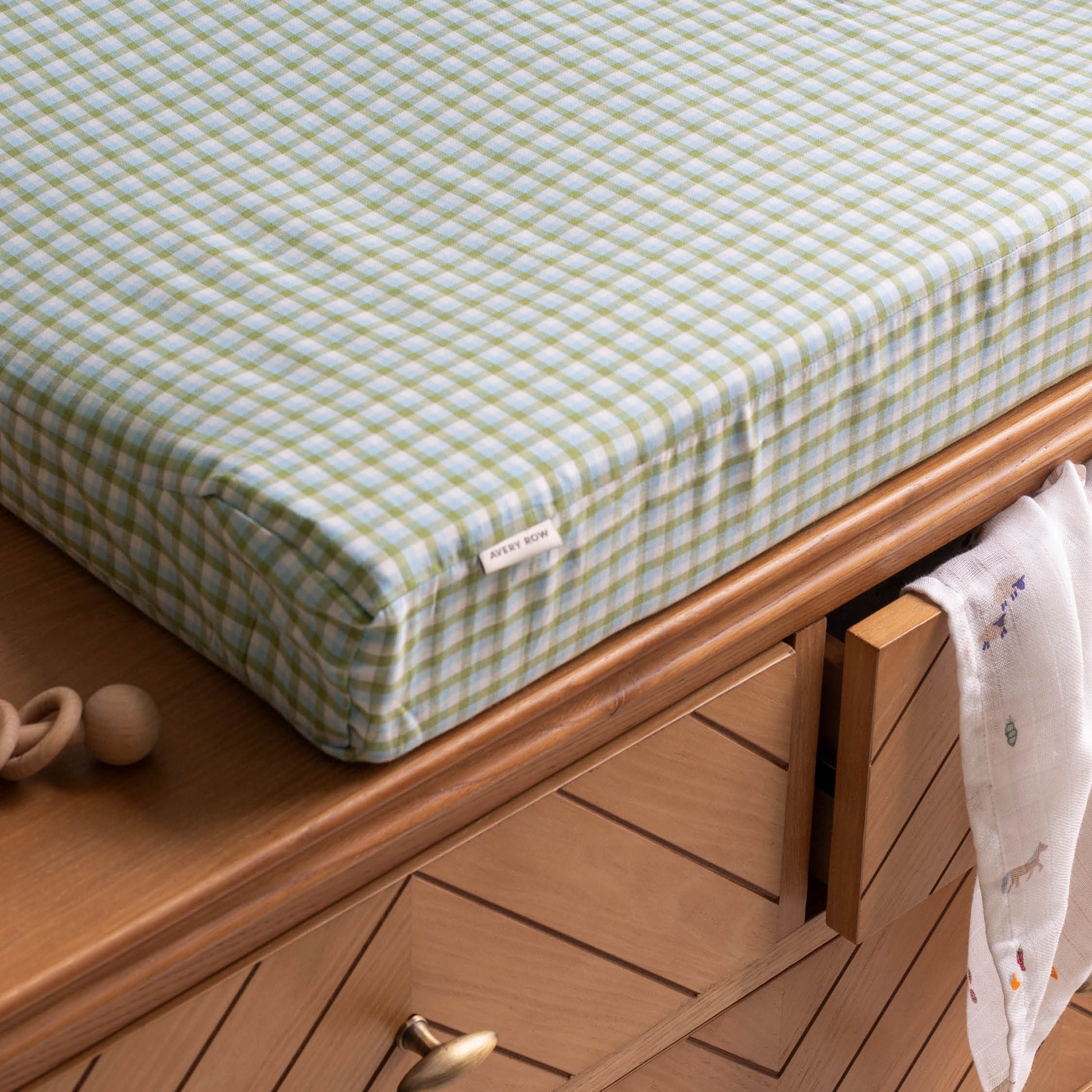 Avery Row Baby Changing Mat Cover - Greenhouse Gingham