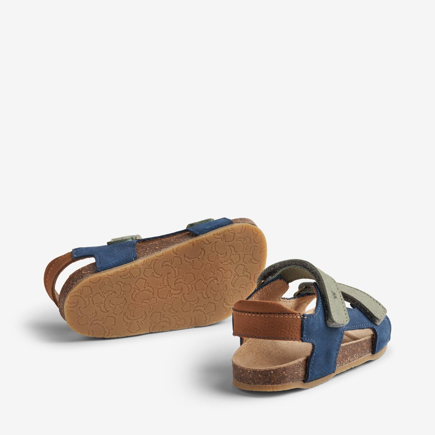 Wheat Children's Open-Toe Cork Sandals - Blue