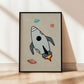 The Little Jones Space Rocket Print - Natural