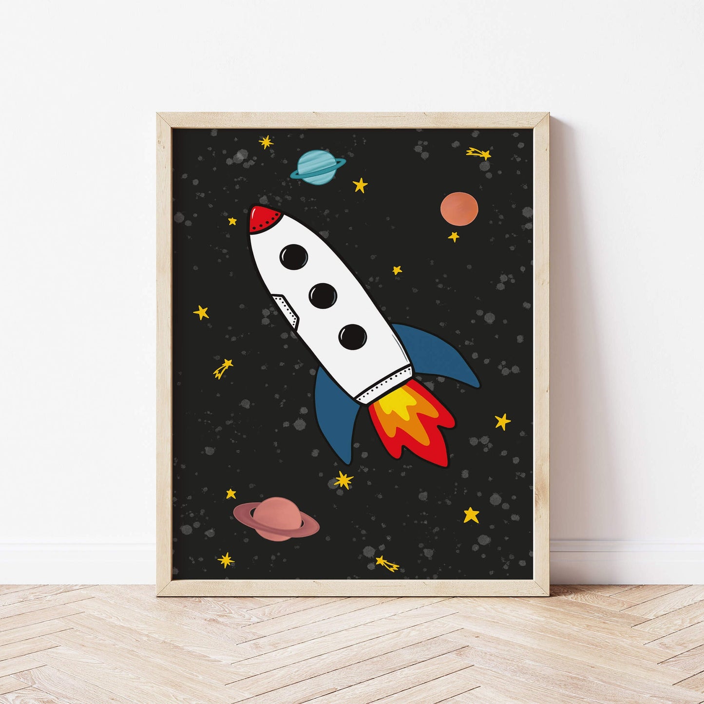 The Little Jones Space Rocket Print - Black