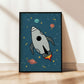 The Little Jones Space Rocket Print - Blue