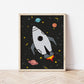 The Little Jones Space Rocket Print - Black
