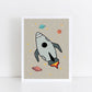 The Little Jones Space Rocket Print - Natural