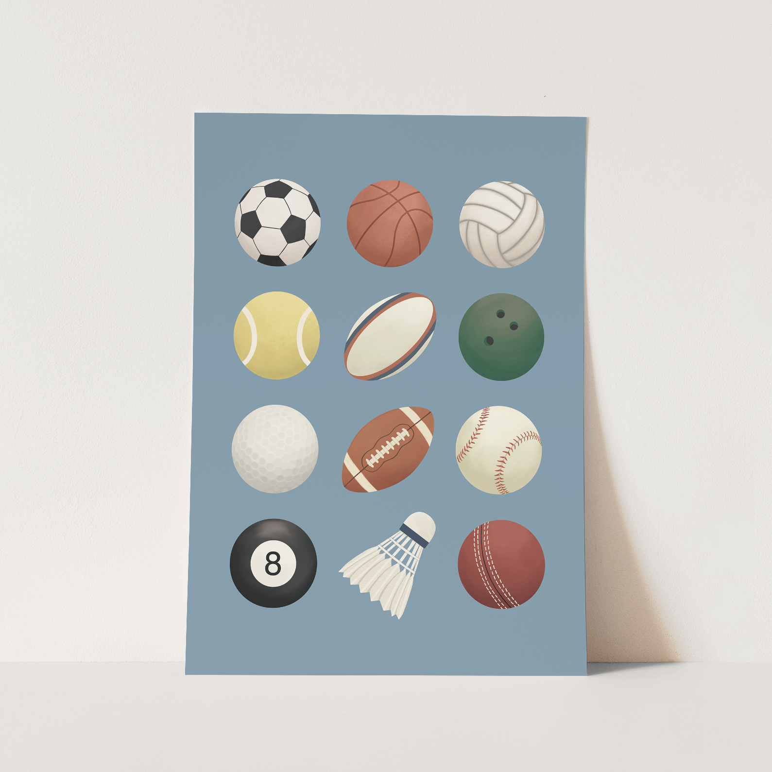 Kid of the Village Sports Balls Art Print - Blue