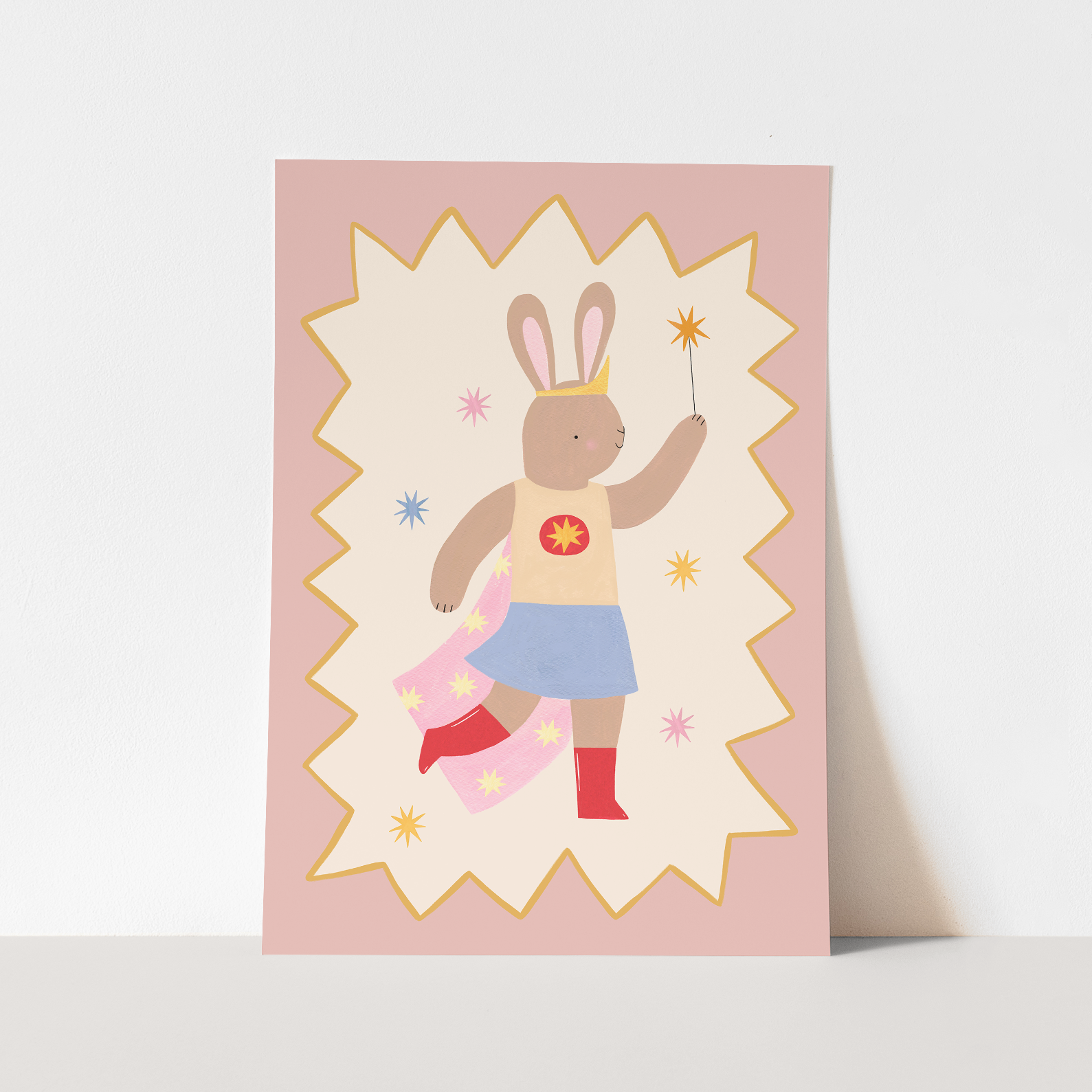 Kid of the Village Star Bunny Superhero Art Print