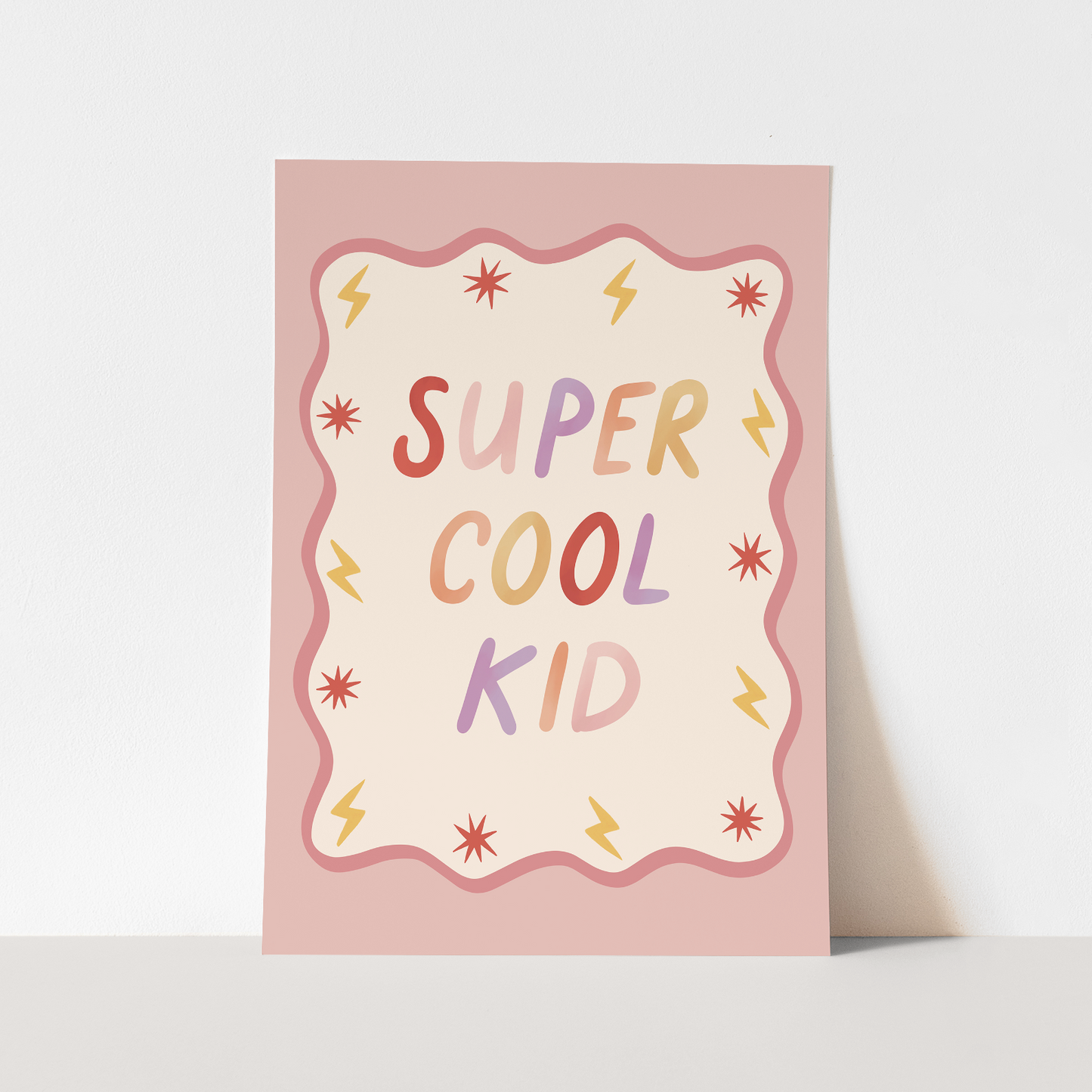 Kid of the Village Super Cool Kid Art Print - Pink