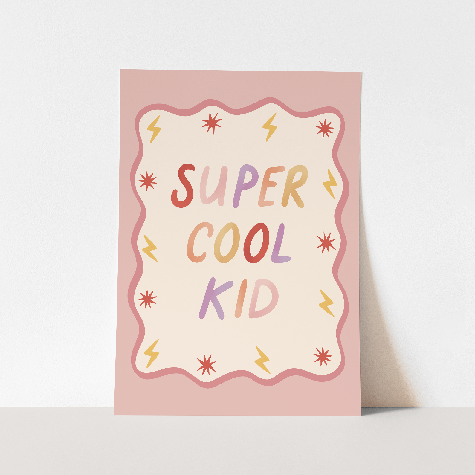 Kid of the Village Super Cool Kid Art Print - Pink