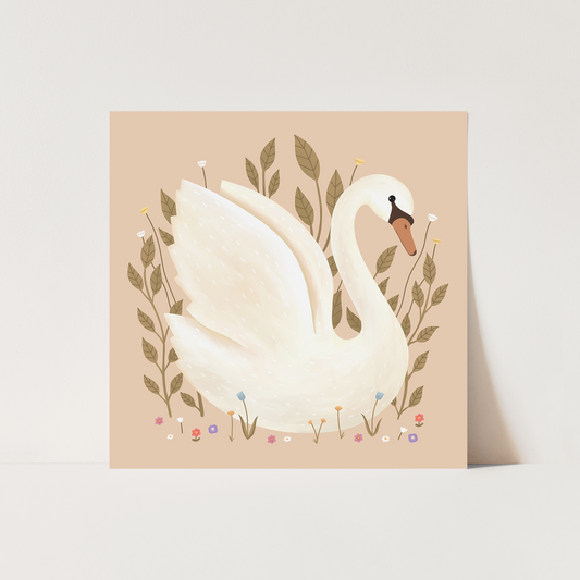 Swan Art Print in Peach by Kid of the Village (2 Sizes Available)